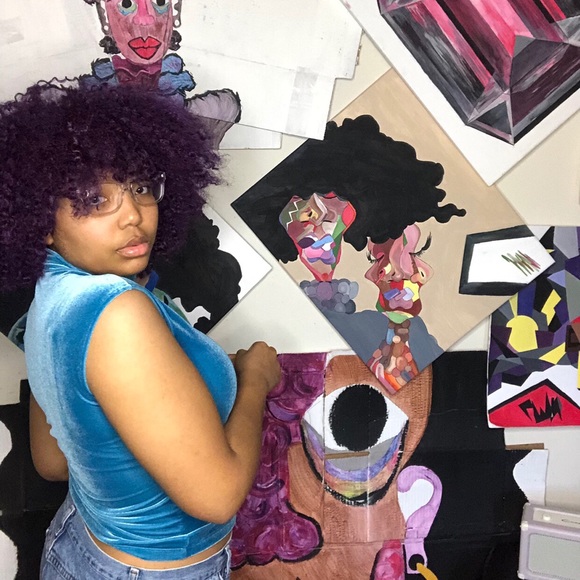 Light blue pile knit sleeveless turtleneck - Picture 3 of 4